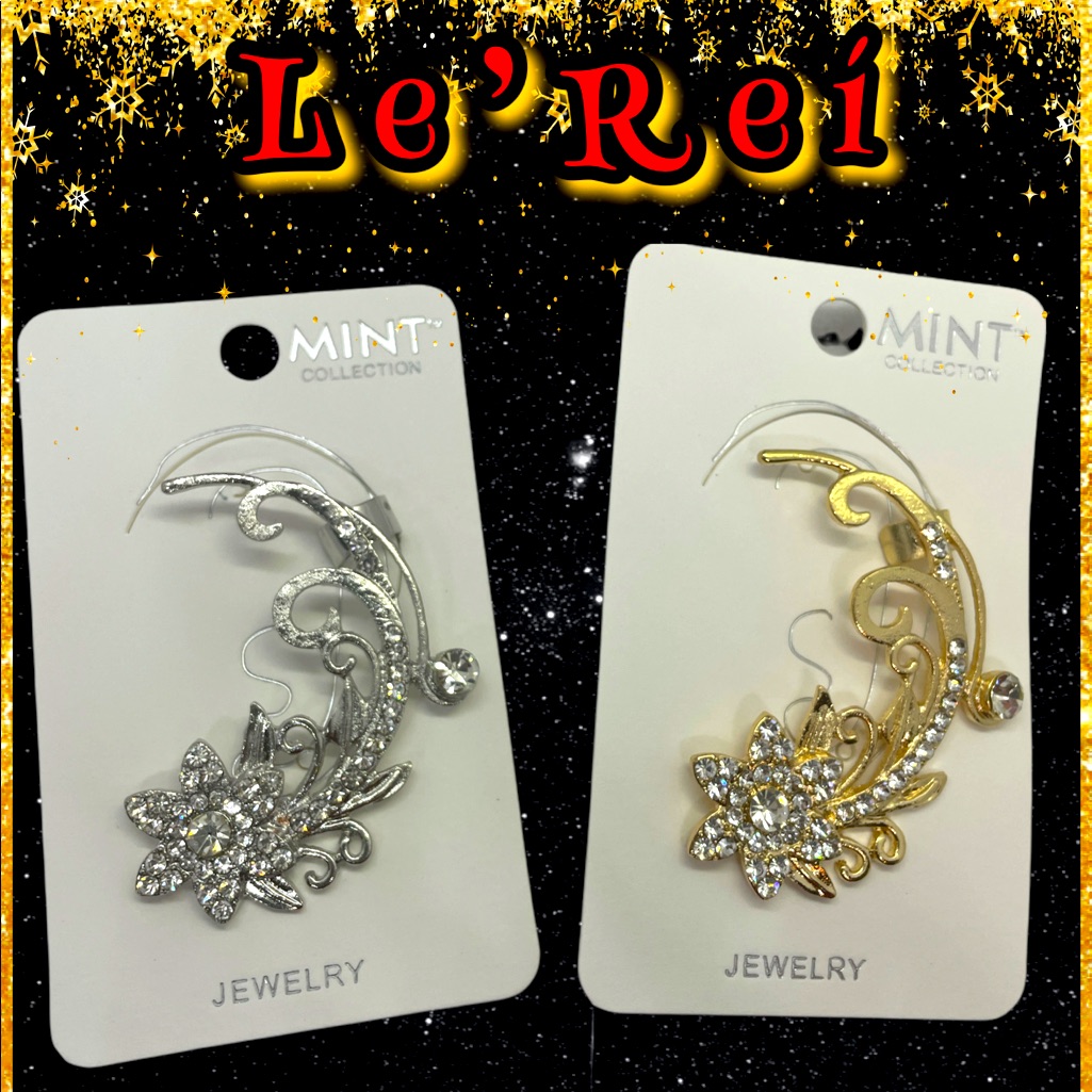 Rhinestone Flower Studs And Cuff Earrings 20$